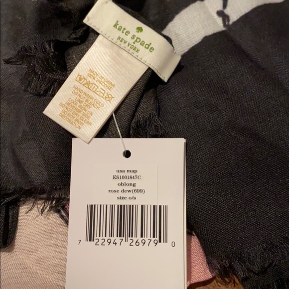 Kate spade USA America states map travel theme scarf black pink - Picture 6 of 6